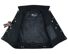 Mens Black Jean Style Denim Motorcycle Vest - Open