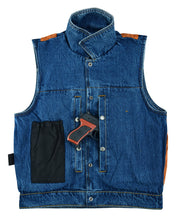 Vance VB917BL Mens Blue Jean Style Denim Motorcycle Vest-detail