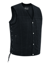 Vance-VB939BK-Mens-Black-V-Neck Denim-Vest-Motorcycle-Riders-main