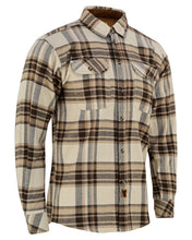 Ghost Throttle Men's Coffee & Cream Long Sleeve Plaid Button Down Casual Flannel Shirt, Corduroy Cuffs