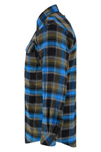 Ghost Throttle Plaid River Men's Long Sleeve Plaid Button Down Casual Flannel Shirt, Corduroy Cuffs