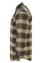 Ghost Throttle Tuscan Gold Men's Long Sleeve Plaid Button Down Casual Flannel Shirt, Corduroy Cuffs