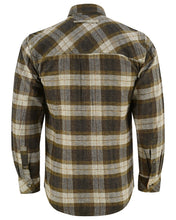 Ghost Throttle Tuscan Gold Men's Long Sleeve Plaid Button Down Casual Flannel Shirt, Corduroy Cuffs