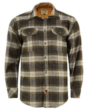 Ghost Throttle Tuscan Gold Men's Long Sleeve Plaid Button Down Casual Flannel Shirt, Corduroy Cuffs