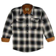Ghost Throttle Men's Timberwolf Long Sleeve Plaid Button Down Casual Flannel Shirt, Corduroy Cuffs
