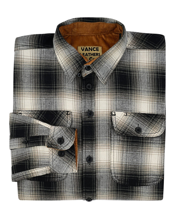 Ghost Throttle Men's Timberwolf Long Sleeve Plaid Button Down Casual Flannel Shirt, Corduroy Cuffs