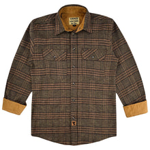 Ghost Throttle Sequoia Men's Long Sleeve Plaid Button Down Casual Flannel Shirt, Corduroy Cuffs