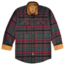 Ghost Throttle Woodlot Men's Long Sleeve Plaid Button Down Casual Flannel Shirt, Corduroy Cuffs