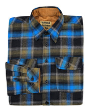 Ghost Throttle Plaid River Men's Long Sleeve Plaid Button Down Casual Flannel Shirt, Corduroy Cuffs