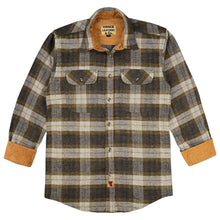 Ghost Throttle Tuscan Gold Men's Long Sleeve Plaid Button Down Casual Flannel Shirt, Corduroy Cuffs