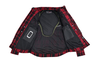 Men’s Armored Motorcycle Flannel Shirt, Armor Reinforced with Kevlar by DuPont