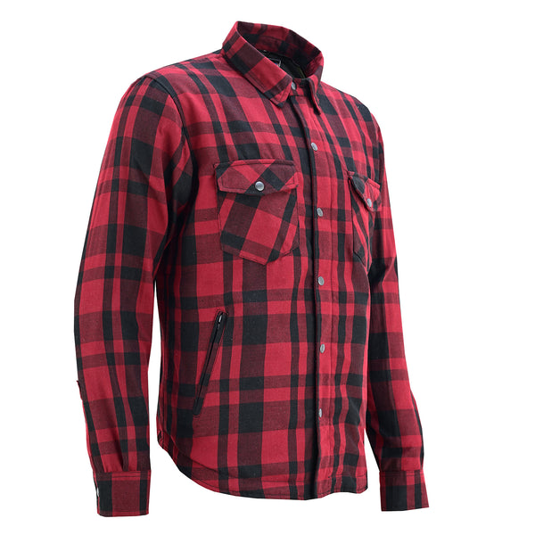 Men’s Armored Motorcycle Flannel Shirt, Armor Reinforced with Kevlar by DuPont