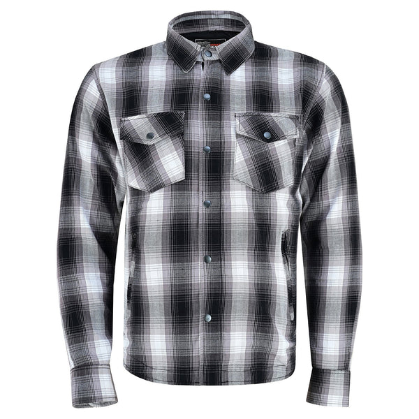 Men’s Timberwolf Armored Flannel Motorcycle Shirt w/Underarm Ventilation & CE Approved Armor Reinforced w/Aramid Fiber - Front View