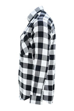 Ghost Throttle White & Black Men's Long Sleeve Plaid Snap Down Casual Flannel Shirt