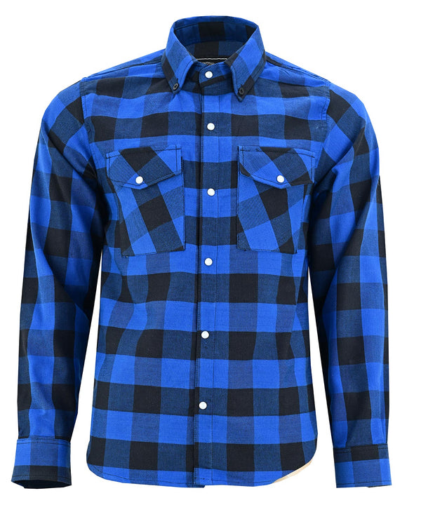 Ghost Throttle Blue Men's Long Sleeve Plaid Snap Down Casual Flannel Shirt