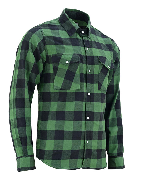 Ghost Throttle Green Men's Long Sleeve Plaid Snap Down Casual Flannel Shirt
