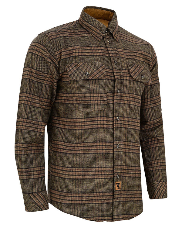 Ghost Throttle Sequoia Men's Long Sleeve Plaid Button Down Casual Flannel Shirt, Corduroy Cuffs