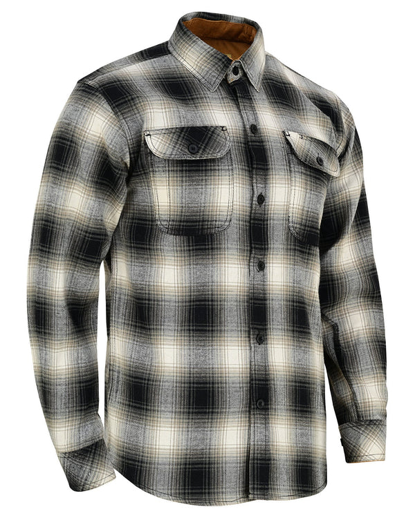 Ghost Throttle Men's Timberwolf Long Sleeve Plaid Button Down Casual Flannel Shirt, Corduroy Cuffs