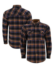 Ghost Throttle Men's Lumberjacket Midnight Rust Long Sleeve Plaid Button Down Casual Flannel Shirt, Corduroy Cuffs