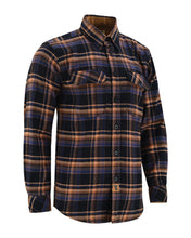 Ghost Throttle Men's Lumberjacket Midnight Rust Long Sleeve Plaid Button Down Casual Flannel Shirt, Corduroy Cuffs