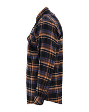 Ghost Throttle Men's Lumberjacket Midnight Rust Long Sleeve Plaid Button Down Casual Flannel Shirt, Corduroy Cuffs