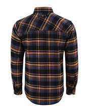 Ghost Throttle Men's Lumberjacket Midnight Rust Long Sleeve Plaid Button Down Casual Flannel Shirt, Corduroy Cuffs