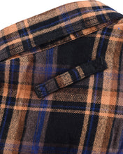 Ghost Throttle Men's Lumberjacket Midnight Rust Long Sleeve Plaid Button Down Casual Flannel Shirt, Corduroy Cuffs