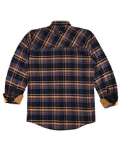 Ghost Throttle Men's Lumberjacket Midnight Rust Long Sleeve Plaid Button Down Casual Flannel Shirt, Corduroy Cuffs