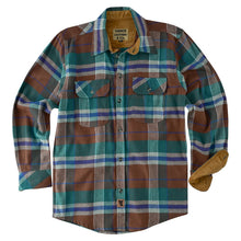 Ghost Throttle Men's Smoky Mountain Long Sleeve Plaid Button Down Casual Flannel Shirt, Corduroy Collar & Cuffs