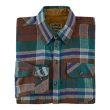 Ghost Throttle Men's Smoky Mountain Long Sleeve Plaid Button Down Casual Flannel Shirt, Corduroy Collar & Cuffs