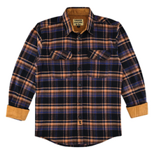 Ghost Throttle Men's Lumberjacket Midnight Rust Long Sleeve Plaid Button Down Casual Flannel Shirt, Corduroy Cuffs