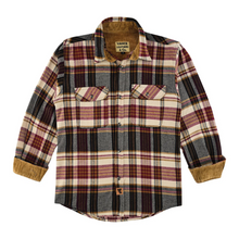 Ghost Throttle Men's Cedarwood Plaid Long Sleeve Plaid Button Down Casual Flannel Shirt, Corduroy Cuffs