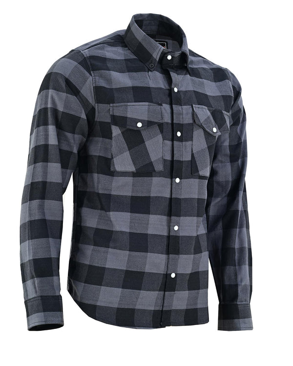 Ghost Throttle Grey Men's Long Sleeve Plaid Snap Down Casual Flannel Shirt