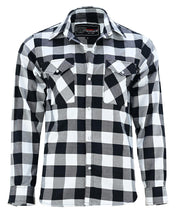 Ghost Throttle White & Black Men's Long Sleeve Plaid Snap Down Casual Flannel Shirt
