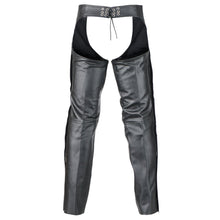 Unisex Black Deep Pocket Biker Leather Motorcycle Chaps