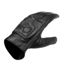 Mens Gel Palm Riding Gloves With Skull
