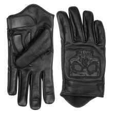 Mens Gel Palm Riding Gloves With Skull