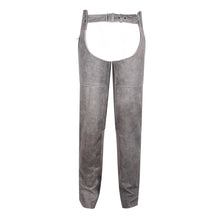 Unisex Premium Cowhide Vintage Distressed Gray Biker Leather Motorcycle Chaps