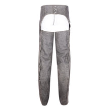 Unisex Premium Cowhide Vintage Distressed Gray Biker Leather Motorcycle Chaps