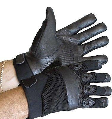 Mens Black Leather Motorcycle Racing Gloves