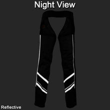 Mens Black Reflective and Vented Premium Cowhide Leather Biker Motorcycle Riding Chaps