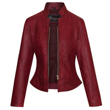 Maya Ladies Premium Soft Lightweight Burgundy Fitted Motorcycle Leather Jacket