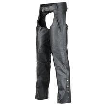 Unisex Black Deep Pocket Biker Leather Motorcycle Chaps