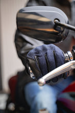 Denim & Leather Motorcycle Gloves (Black) with Mobile Phone Touchscreen