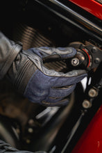 Denim & Leather Motorcycle Gloves (Black) with Mobile Phone Touchscreen