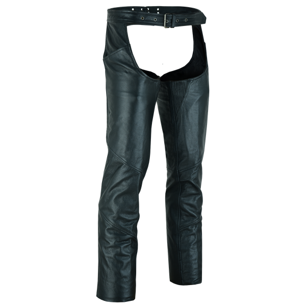 Unisex Black Zip-out Insulated Pants Style Biker Leather Motorcycle Chaps