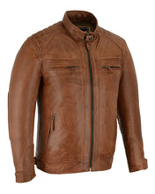 Mens Cafe Racer Waxed Lambskin Austin Brown Motorcycle Leather Jacket