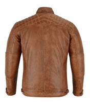 Mens Cafe Racer Waxed Lambskin Austin Brown Motorcycle Leather Jacket