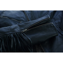 Roxy Women's Fringe and Rivet Detail Premium Lightweight Black Leather Lady Biker Motorcycle Fashion Jacket