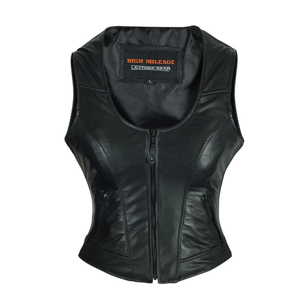 Womens Lady Biker Leather Motorcycle Vest